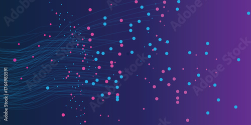 Abstract background for innovation technology . lines with dots over dark background. connecting or big data concept