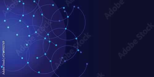Abstract connected circle lines and points for network connection, social networking and global connecting or big data concept