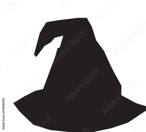 Black silhouette of halloween witch hat. Vector.