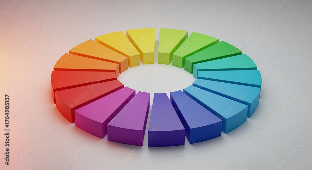 Fototapeta premium Separated segments forming a vibrant color wheel chart