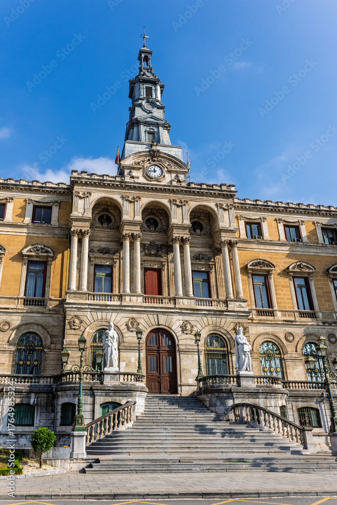 Naklejka premium Town Hall of the Basque city of Bilbao, in Vizcaya, Spain