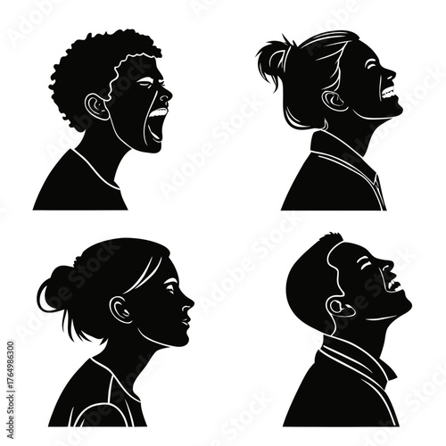 Silhouettes of people expressing different emotions
