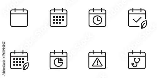 Calendar Icons With Different Symbols And Icons For Planning date schedule