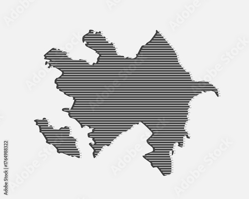 Abstract map Azerbaijan, parallel grey lines