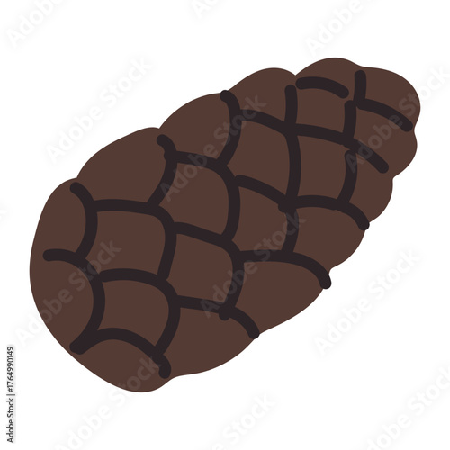 Brown pine cone illustration with detailed texture on a white background for nature lovers and artists