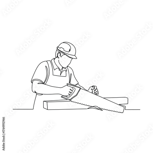 Carpenter working on wood silhouette
