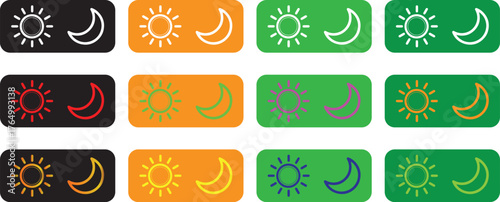 Sun and moon icon isolated, Minimal and modern vector illustration representing day and night, light and dark, or weather and time concepts. Perfect for apps, websites and climate design projects.