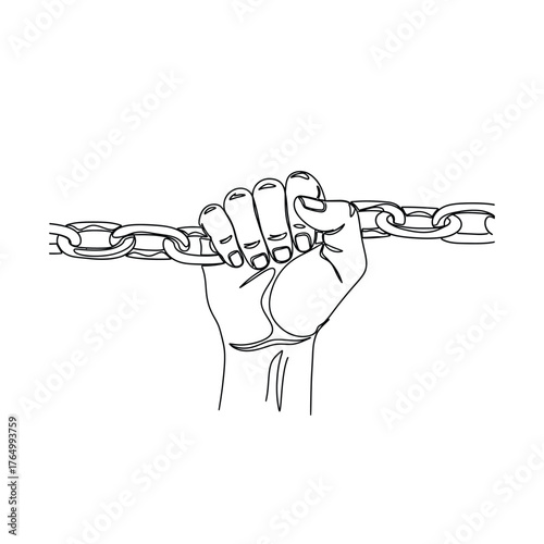 Fist gripping a broken chain silhouette