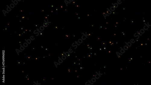 Isolated Abstract Colorful Glowing Firefly Background Loop