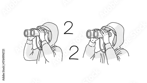 Focused Search Person with Binoculars Illustration