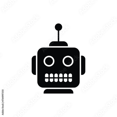 Vector robot head silhouette on clean background