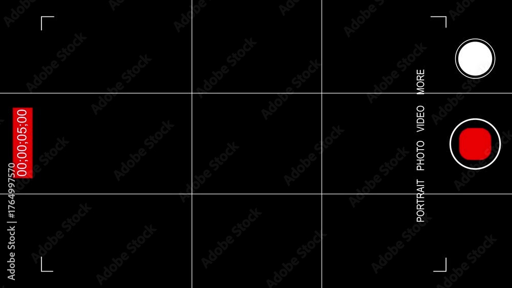Video Recording Animation Animation recording camera interface appearing in video mode with icons ...