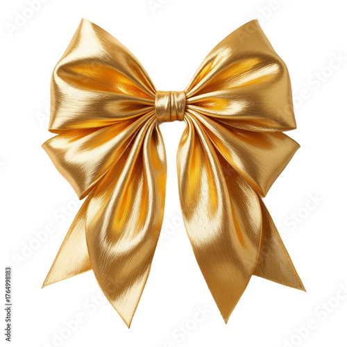 golden party  ribbon bow isolated on white background