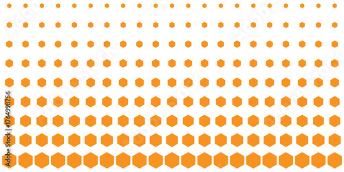 Honeycomb hexagonal seamless pattern. Yellow, orange beehive background. Gradation color. Honeycomb, bees hive cells pattern. Grid design, vector background. Flat vector illustration