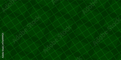 Christmas rhombus seamless pattern. Xmas plaid texture with gold line and stars. Green argyle geometric diamond abstract pattern. Christmas wrapping. Vector illustration isolated on green background.