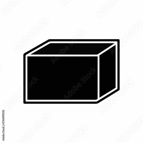 Simple black rectangular prism illustration with white outline