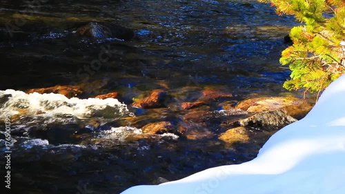 Vidéo plan fixe de l’eau qui court dans la rivière Têt avec de la neige dans les Pyrénées françaises
amidst forests, fir trees, rocks and tree trunks
