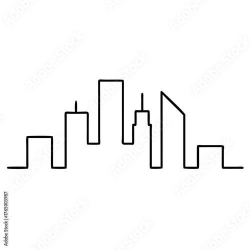 3d icon of outline drawing of a city skyline with various buildings