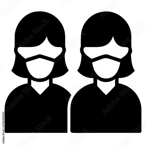 3d icon of two people wearing face masks