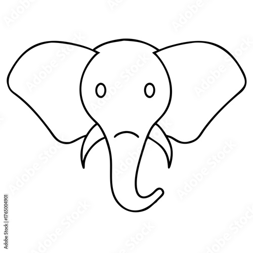 3d icon of simple line drawing of an elephants head with large ears