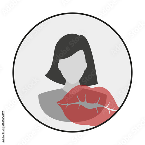 Avatar of a woman with lip print. Avatar with a kiss mark. EPS10 Vector illustration