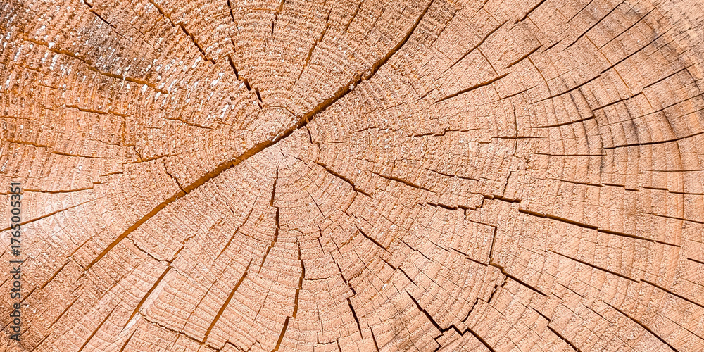 Fototapeta premium Horizontal cracked wood rings background texture