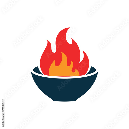 Burning flame bowl icon, Fire symbol vector illustration