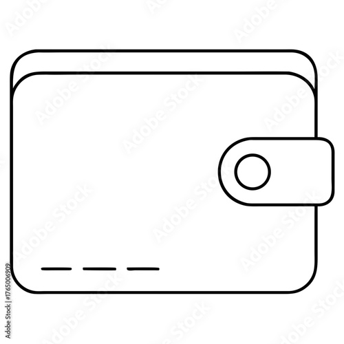 3d icon of outline of a closed wallet with a snap closure