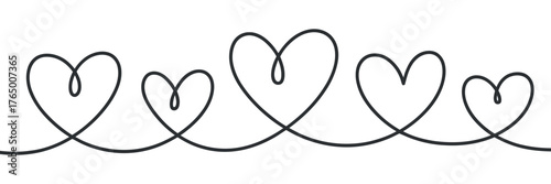 Continuous Line Hearts Symbol of Connection Affection Togetherness Love Minimalism