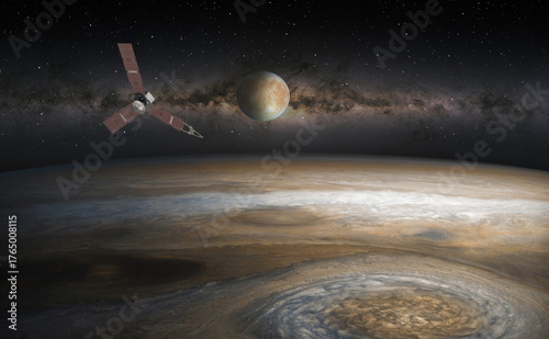Fototapeta Naklejka Na Ścianę i Meble -  Satellite Europa, Jupiter's moon with Juno spacecraft   