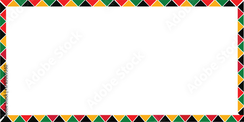 colorful diamond pattern frame border with red yellow green blue harlequin design on white background
