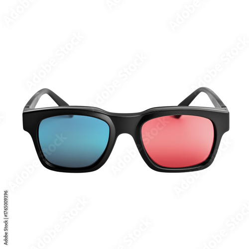 Confident woman posing with black thick rectangular mirrored sunglasses on transparent png background. Ai generated