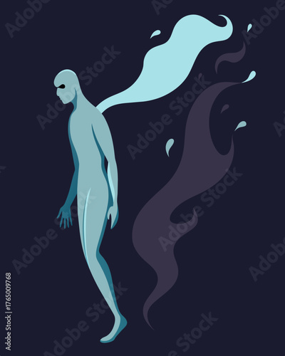 A body fading into nothingness leaving only a ghostly outline behind.. Vector illustration