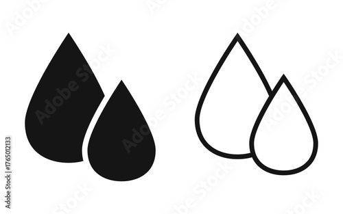 Water Drop Icon Set Black Solid Outline Liquid Droplet Symbols for Eco Oil Medical Use Vector Sign