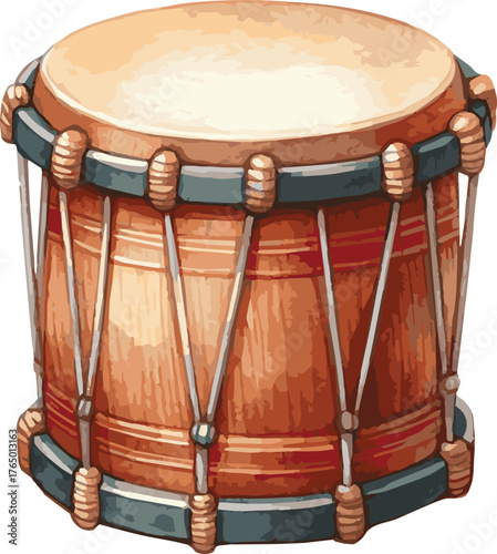 Vector watercolor illustration of a drum