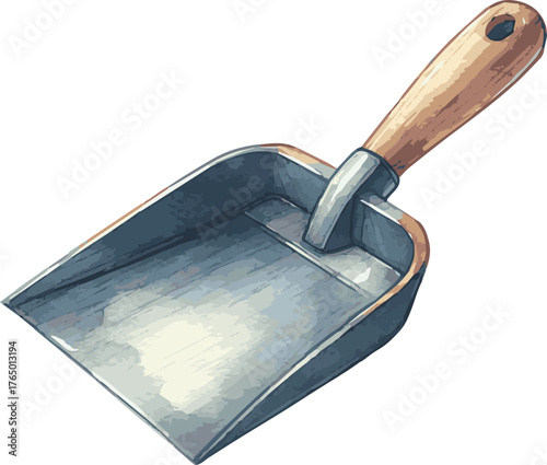 Vector watercolor painted illustration of a dustpan