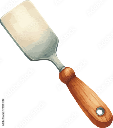 Vector watercolor painted illustration of a spatula