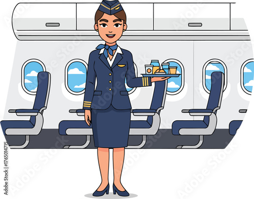 Smiling Flight Attendant Welcoming Passengers on Board