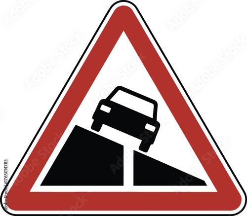 Quay or River Bank Ahead Warning Sign