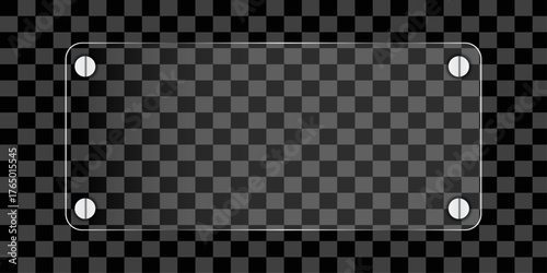 Glass Plate Mockup on Transparent Background Perfect for Overlays and Presentations Showcasing Modern Design and Sleek Aesthetics with Secure Fasteners Providing a Clear and Customizable 