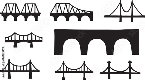 Bridge Icon Set Collection Modern Vector Illustration of City Architecture and Construction Design