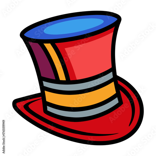 Find a colorful cartoon top hat vector illustration for magic shows and party costume accessory needs