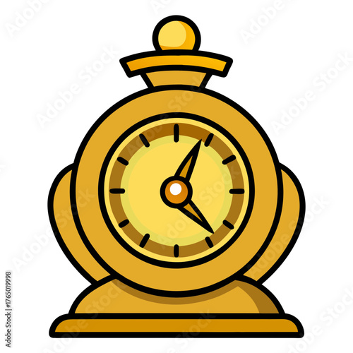 Vintage golden table clock illustration for time management and antique decor concepts design art
