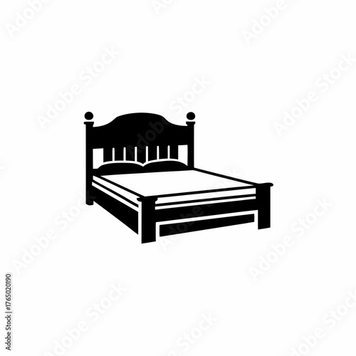 Bed vector icon, bedroom furniture symbol