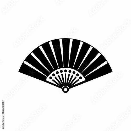 Black and white illustration of a hand fan