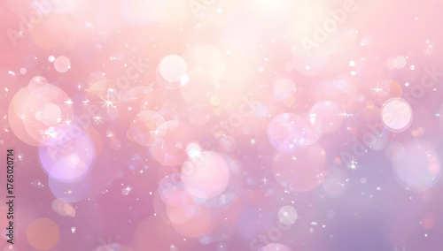 Dreamy pink and purple bokeh lights with sparkling glitter and starburst effects background