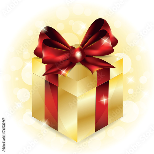 Gift with ribbon and bow isolated on the white background, clipping path included.