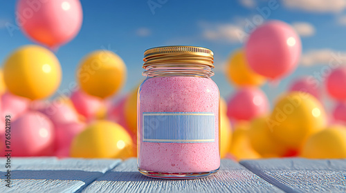 Small glass jar with pink contents