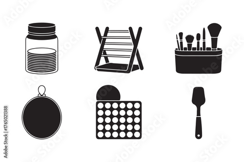 Collection of makeup and beauty accessories icons
