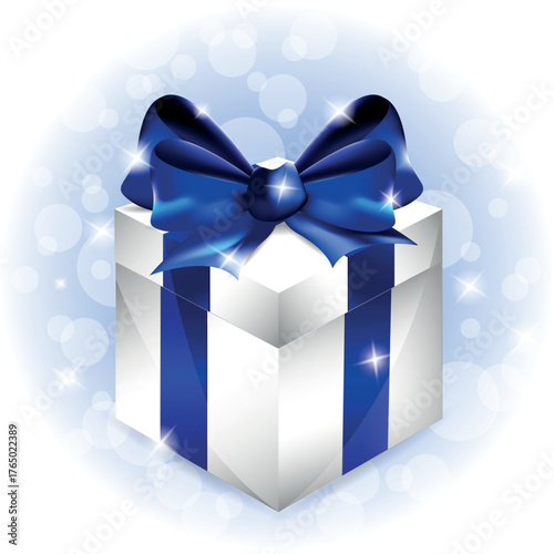 Gift with ribbon and bow isolated on the white background, clipping path included.